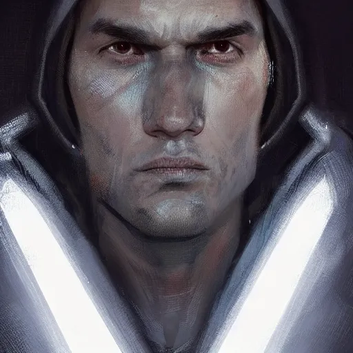 Prompt: portrait of a man by greg rutkowski, jedi knight, he looks like sam witwer wearing black jedi robes, star wars expanded universe, he is about 2 0 years old, highly detailed portrait, digital painting, artstation, concept art, smooth, sharp foccus ilustration, artstation hq