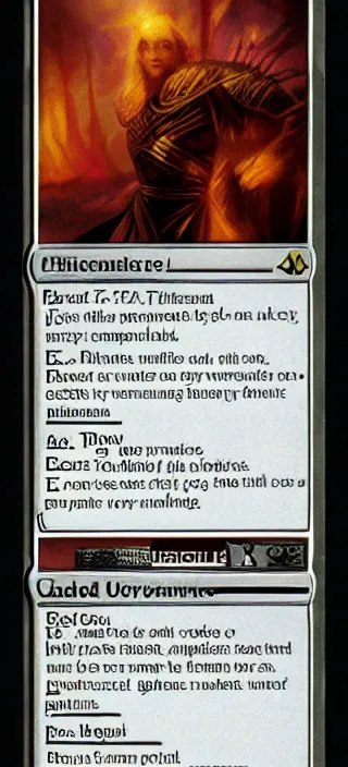 Prompt: magic the gathering card with comprehensible text