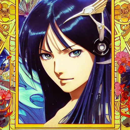 Prompt: highly detailed vfx portrait of nico robin by eiichiro oda, makoto shinkai, alphonse mucha, sharp focus, art by artgerm and greg rutkowski!, backlit, harsh overhead sunlight, blue eyes, takeshi obata, kaoru mori, tsutomu nihei, hayao miyazaki, pixiv, fanbox,