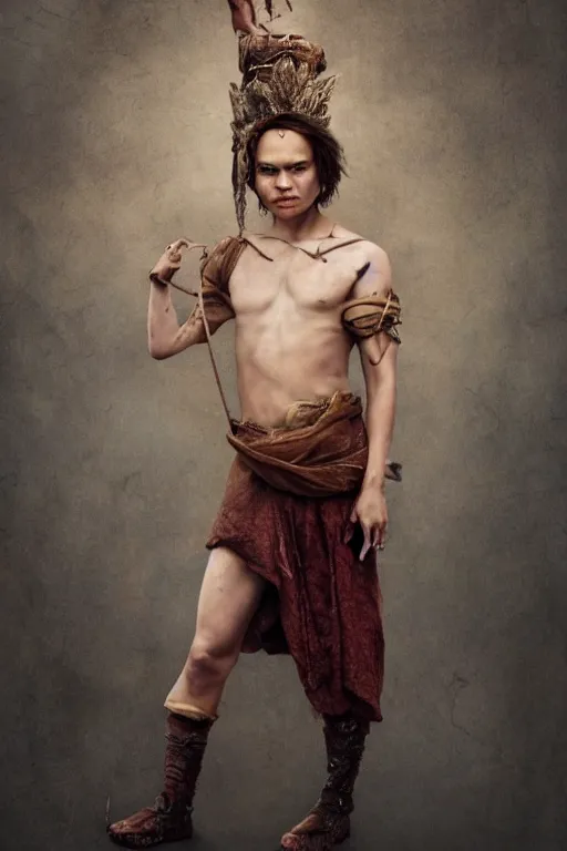 Image similar to Frank Dillane as the god Pan, full body, normal forehead, oil on canvas, intricate, portrait, 8k highly professionally detailed, HDR, CGsociety