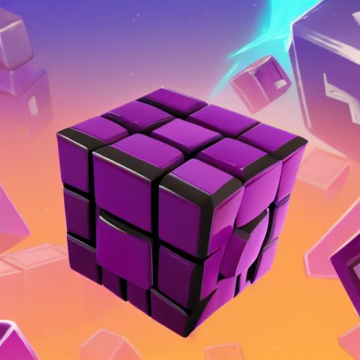 Image similar to obsidian purple cube in fortnite