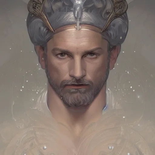 Image similar to portrait of zeus, intricate, elegant, highly detailed, digital painting, artstation, concept art, smooth, sharp focus, illustration, art by artgerm and greg rutkowski and alphonse mucha