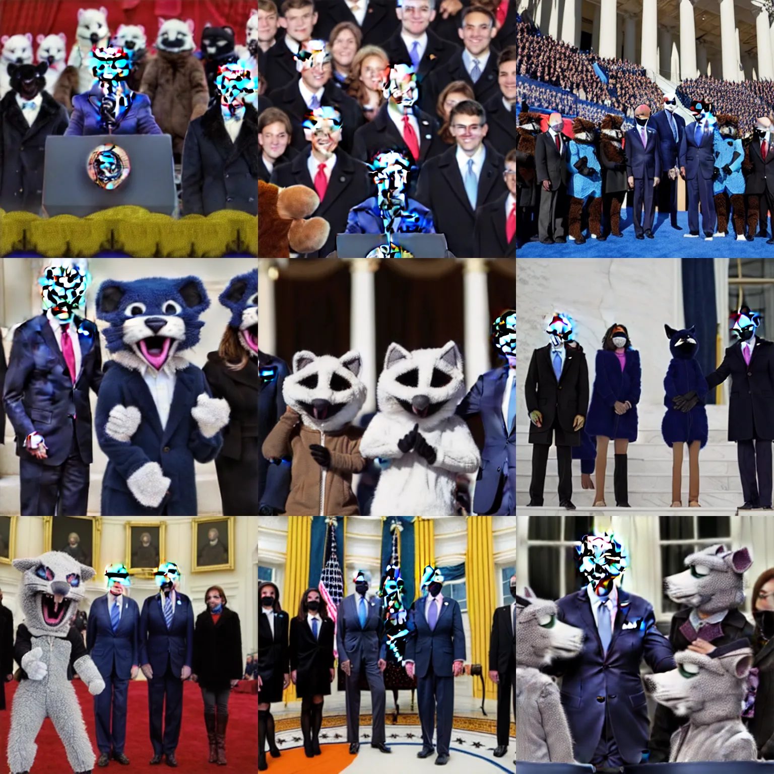 Prompt: president biden and the fursuit clique at his inauguration