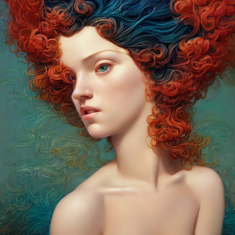 Image similar to woman with coral reef hair portrait soft light painted by james jean and moebius and erik jones, inspired by mary jane ansell, smooth face feature, intricate oil painting, high detail 3 d render, sharp high detail