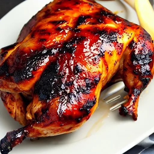 Prompt: barbecued chicken