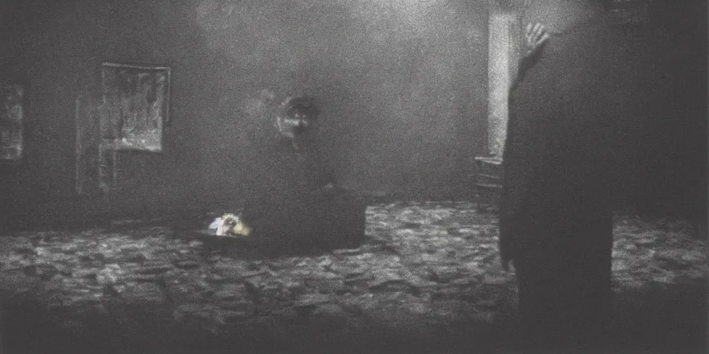 Image similar to detailed medium format photo, polaroid still from tarkovsky movie, sleazy man watching over the zone while smoking a cigarette, haze, high production value, intricate details, 8 k resolution, hyperrealistic, hdr, photorealistic, high definition, tehnicolor, award - winning photography, masterpiece, amazing colors