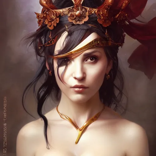 Image similar to A portrait of Kimberly Kane as the goddess of love, Stjepan Sejic, Ruan Jia, and Mandy Jurgens, and Artgerm, and william adolphe bouguereau, highly detailed, trending on artstation, award winning, H 768