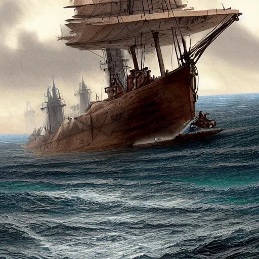 Image similar to captain philips, a detailed matte painting by anton pieck, deviantart contest winner, fantasy art, concept art, official art, matte drawing