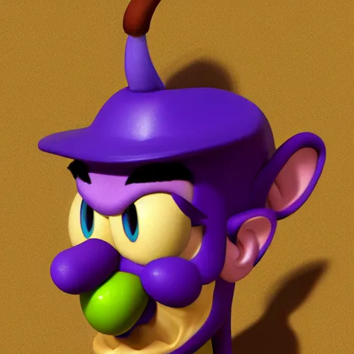 Image similar to waluigi eating apple, 3 d digital painting, cgsociety, artwork, 8 k, hyperdetalied,