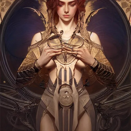 Image similar to an instrument, d & d, fantasy, intricate, elegant, symmetrical face, highly detailed, digital painting, artstation, concept art, smooth, sharp focus, illustration, art by artgerm and greg rutkowski and alphonse mucha