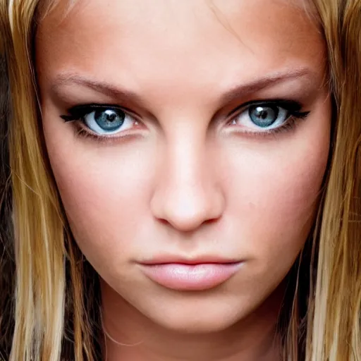 Image similar to a masterpiece portrait photo of a beautiful young woman who looks like a britney spears, symmetrical face