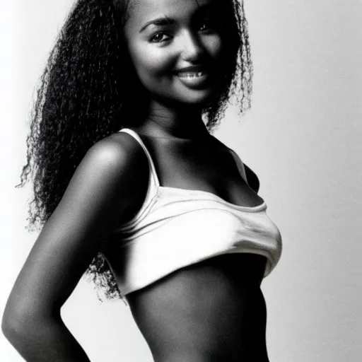 Image similar to photo of a beautiful 1 9 8 7 black young female model