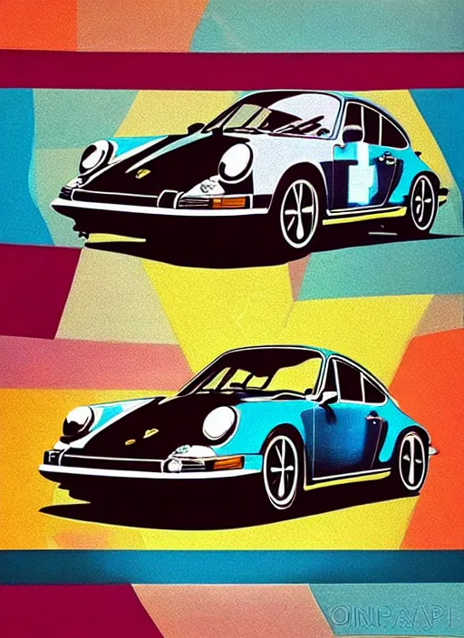 Prompt: pop art illustration of the porsche 9 1 1