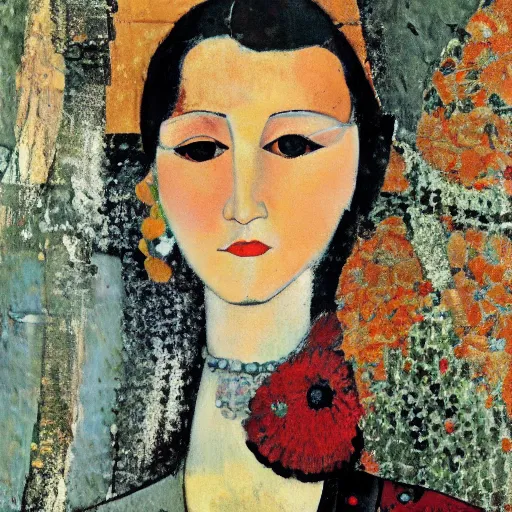 Image similar to birds, modigliani, intricate detail, klimt, whistler,