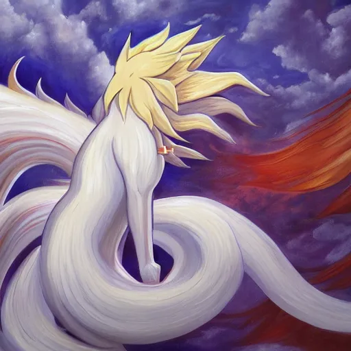 Image similar to ninetales, detailed painting, majestic pokemon