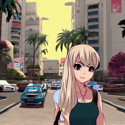 Image similar to gta : dubai, beautiful anime by isekai