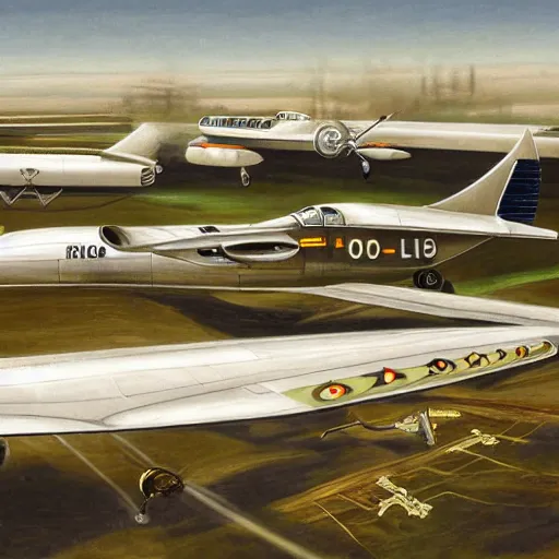 Image similar to the entire history of aviation condensed into a single highly detailed picture