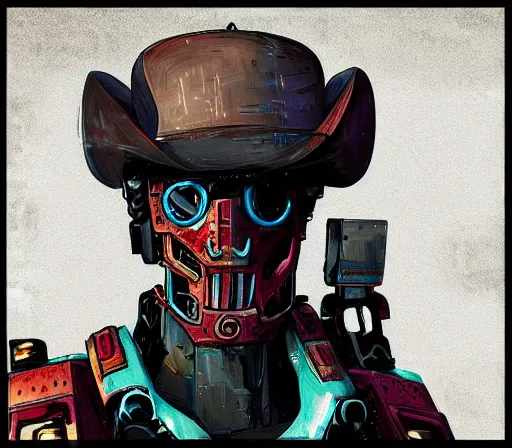 Image similar to cyberpunk cowboy mech, digital art