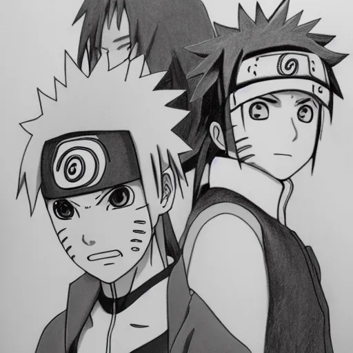 Image similar to Pencil drawing of Naruto and Sasuke