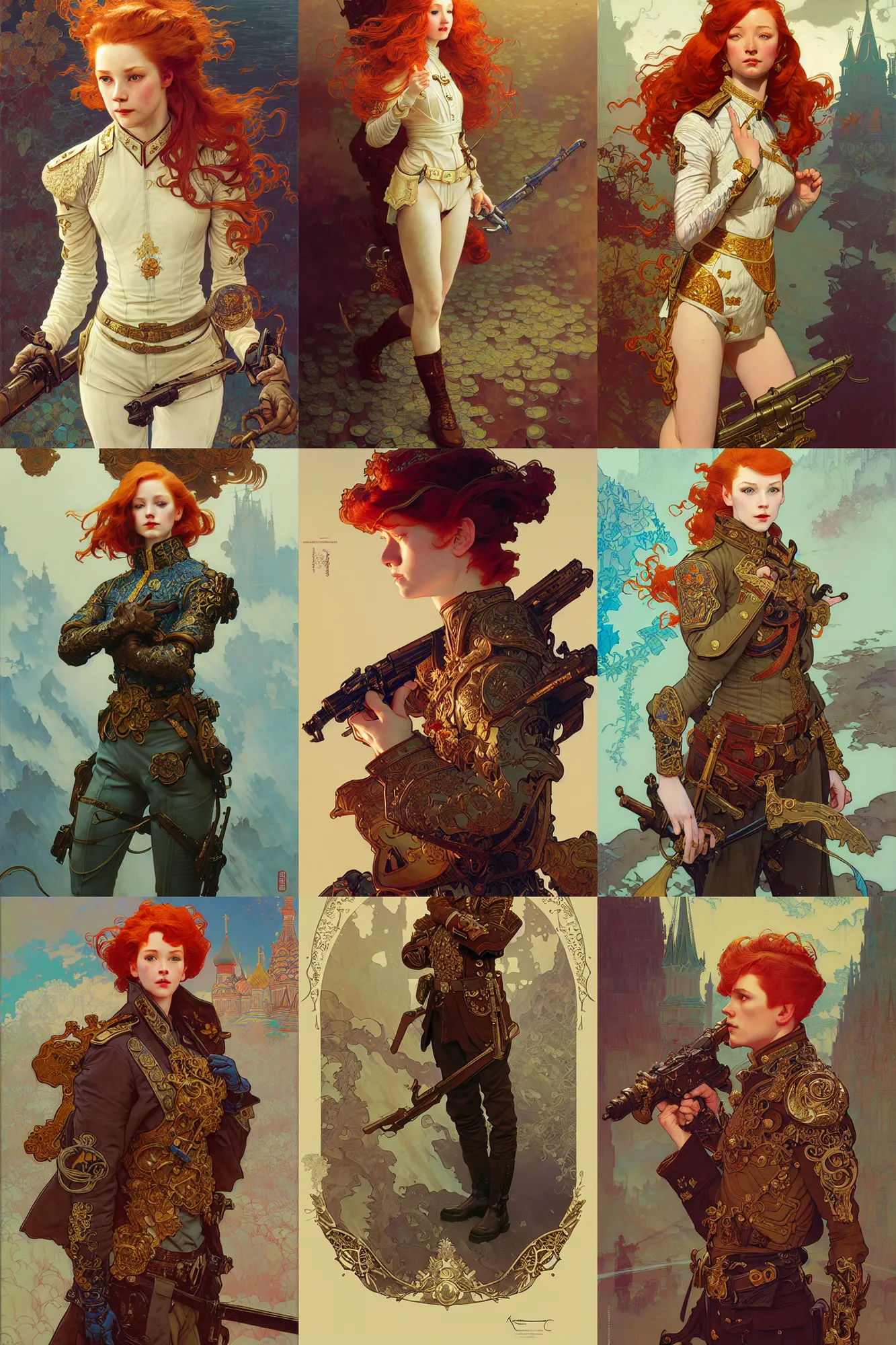 Prompt: young officer, ginger hair, russian clothes, fantasy, highly detailed, intricate, smooth, art by joseph leyendecker, peter mohrbacher, ruan jia, marc simonetti, ayami kojima, cedric peyravernay, alphonse mucha, victo ngai