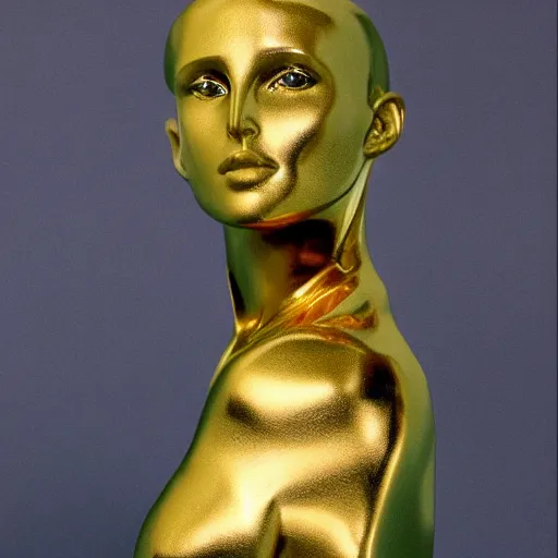 Image similar to golden sculpture of natalie portman