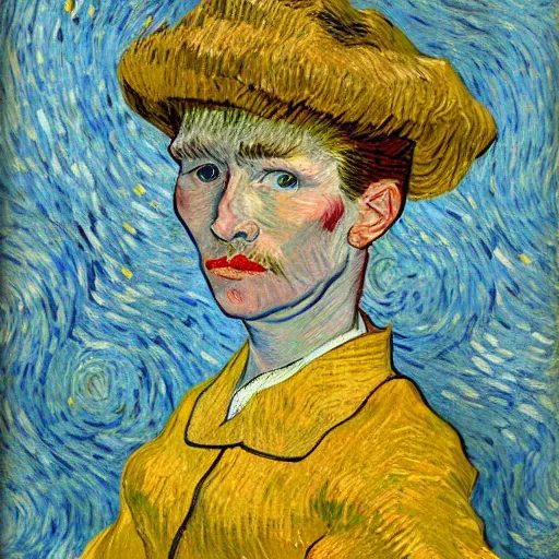 Image similar to a Van Gogh portrait of a girl from my dreams named Nyuta