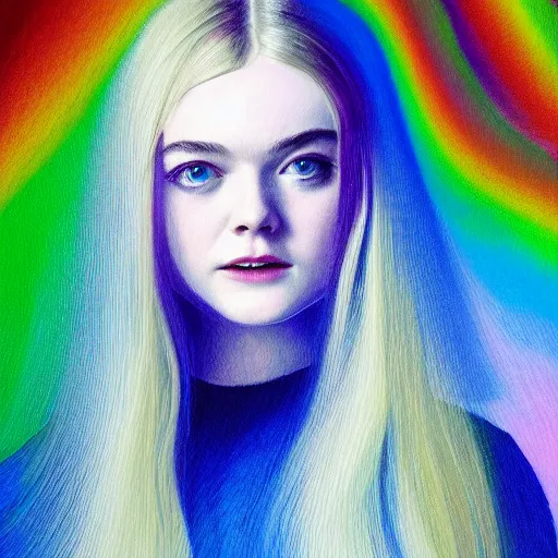 Image similar to professional painting of Elle Fanning in the style of Gabriel Dawe, head and shoulders portrait, symmetrical facial features, smooth, sharp focus, illustration, intricate, stormy weather, extremely detailed masterpiece,