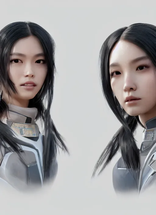 Image similar to portrait of angelababy, futuristic hong kong police uniform girl, au naturel, hyper detailed, digital art, trending in artstation, cinematic lighting, studio quality, smooth render, unreal engine 5 rendered, octane rendered, art style by klimt and nixeu and ian sprigger and wlop and krenz cushart