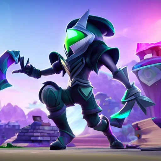 Image similar to Veigar from League of Legends in Fortnite, unreal engine render