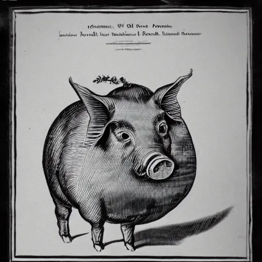 Prompt: intricate vintage scientific illustration of pig