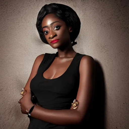 Prompt: nigerian Emmy Rossum, realistic, photo studio, HDR, 8k, trending on artstation