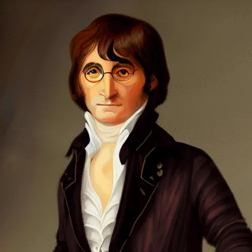 Image similar to regency era painting of a young john lennon in the style of henry pierce bone