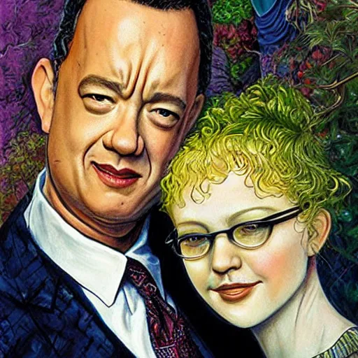 Image similar to Tom Hanks, artwork by Daniel Merriam,