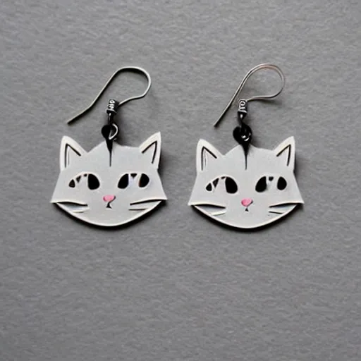 Image similar to 2d lasercut cat earrings, popular on artstation, popular on deviantart, popular on pinterest