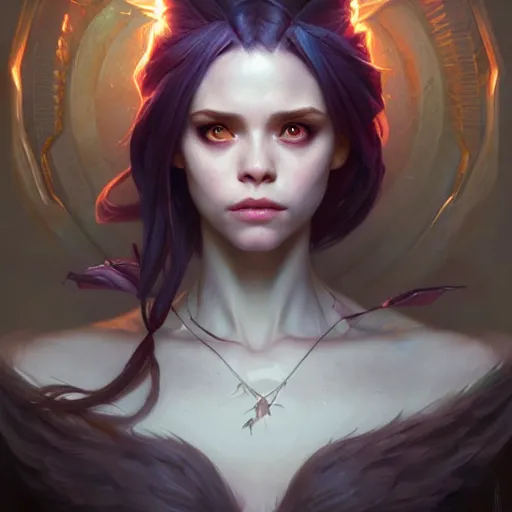 Prompt: portrait painting of zoe the aspect of twilight, league of legends, cute, ultra realistic, concept art, intricate details, eerie, highly detailed, photorealistic, octane render, 8 k, unreal engine. art by artgerm and greg rutkowski and charlie bowater and magali villeneuve and alphonse mucha