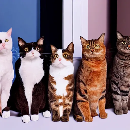 Image similar to a apartment full of cats singing hyperrealism