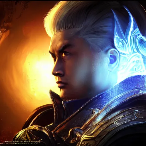 Prompt: portrait asian geert wilders as a spellcaster, league of legends amazing splashscreen artwork, gears of war, propaganda, sovjet, splash art, natural light, elegant, photorealistic facial features, intricate, fantasy, detailed face, atmospheric lighting, anamorphic lens flare, cinematic lighting, league of legends splash art, hd wallpaper, ultra high details by greg rutkowski