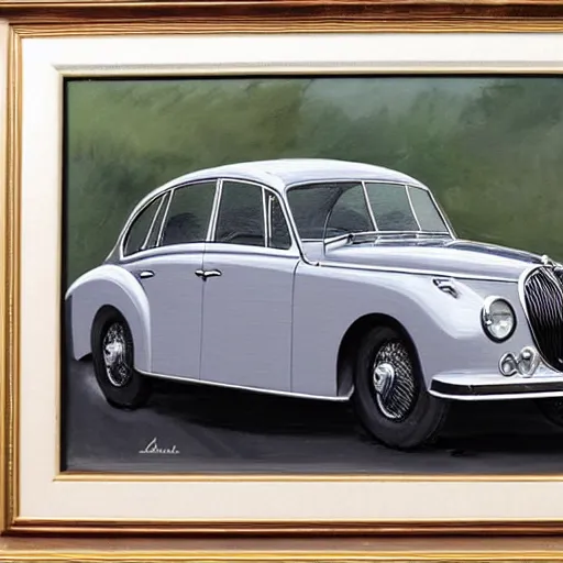 Image similar to jaguar mark 2, oil painting, modernism style, highly detailed