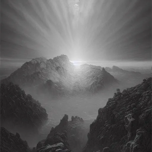 Image similar to a nightfall over a fantastical san francisco bay area, fantastical, transcendent, clean linework, dramatic, unexpected, surprising, epic light scene, spectacular, finely detailed, award winning, 4 k, trending on artstation, photorealistic, volumetric lighting, octane render uhd artwork by gustave dore, by michelangelo, by beksinski