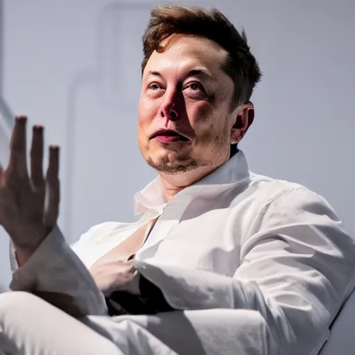 Image similar to elon musk sitting on toilet, but elon musk is yoda