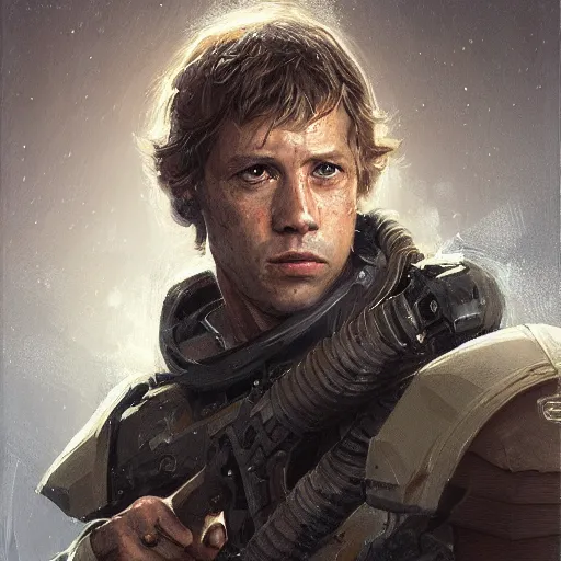 Image similar to portrait of a man by greg rutkowski, dan skywalker from star wars expanded universe, wearing tactical gear of the triunvirate of the galactic alliance, he is about 3 0 years old, highly detailed portrait, digital painting, artstation, concept art, smooth, sharp foccus ilustration, artstation hq