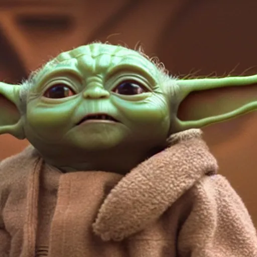Image similar to a film still of baby yoda's kid in star wars realistic, detailed