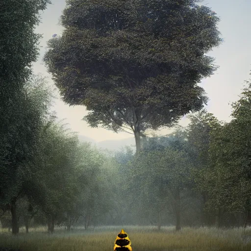 Image similar to hyperrealistic dslr film still of jim carry, bees, trees, stunning 8 k octane comprehensive 3 d render, inspired by istvan sandorfi & greg rutkowski & unreal engine, perfect symmetry, dim volumetric cinematic lighting, extremely hyper - detailed, extremely lifelike attributes & lifelike texture, intricate, masterpiece, artstation, stunning