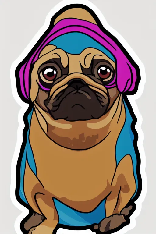 Image similar to portrait of a pug skeletor, sticker, colorful, illustration, highly detailed, simple, smooth and clean vector curves, no jagged lines, vector art, smooth