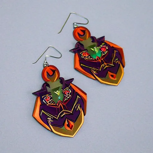 Image similar to lasercut segmented 2d earrings, from world of warcraft