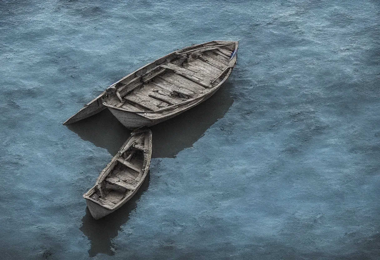 Prompt: “lonely boat in a calmed sea at dawn Milky Way dart blue tones clear water cinematic detail hdr”