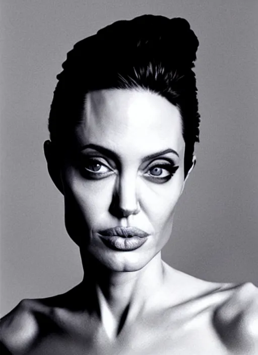 Prompt: close - up portrait of angelina jolie by paolo roversi,