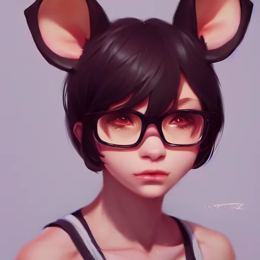 Image similar to character design portrait of an anthropomorphic furry rat girl with rat ears and a tail, 4 k, concept art, by wlop, ilya kuvshinov, artgerm, krenz cushart, pixiv.