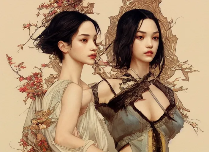 Image similar to beautiful kiko mizuhara, full body, d & d, fantasy, intricate, elegant, highly detailed, digital painting, artstation, concept art, smooth, sharp focus, illustration, art by artgerm and greg rutkowski and alphonse mucha