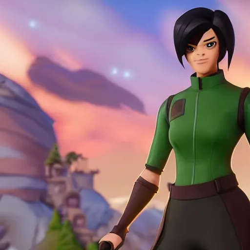 Image similar to toph beifong in fortnite, character render, full body shot, highly detailed, in game render